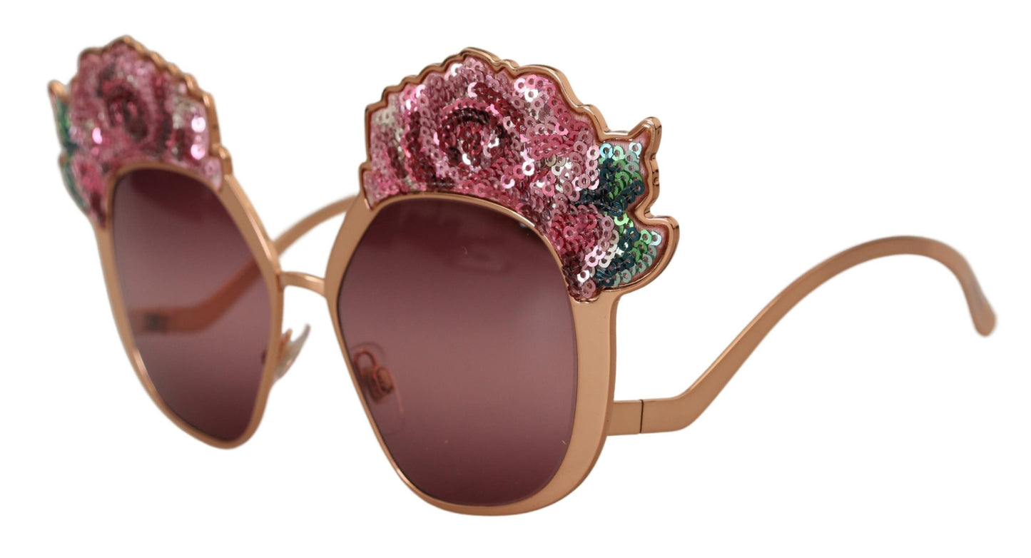 Dolce & Gabbana Schicke rosa Sonnenbrille mit Paillettenstickerei