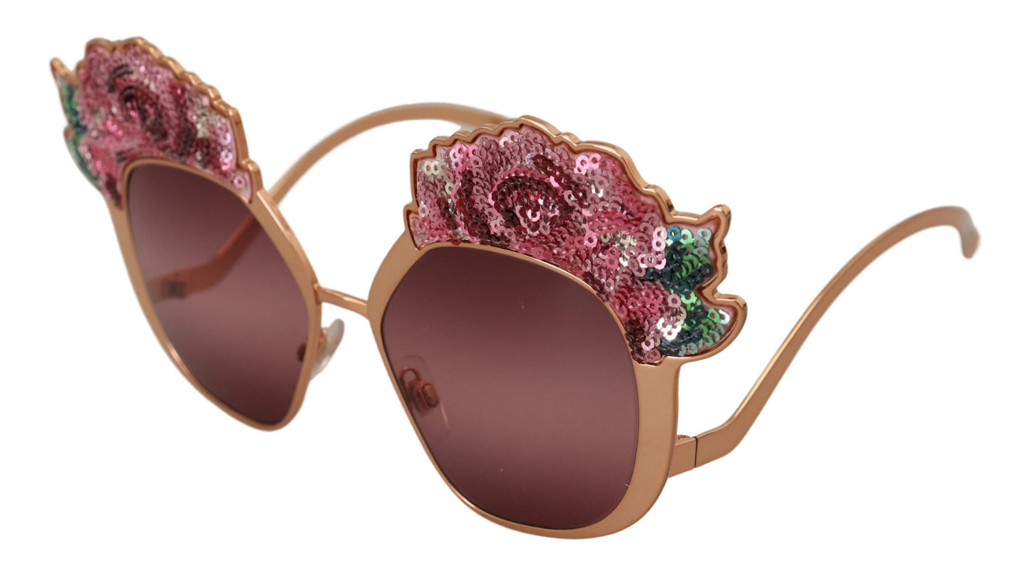 Dolce & Gabbana Schicke rosa Sonnenbrille mit Paillettenstickerei