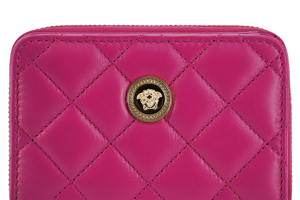 Versace Elegantes Portemonnaie aus gestepptem Leder in Lila