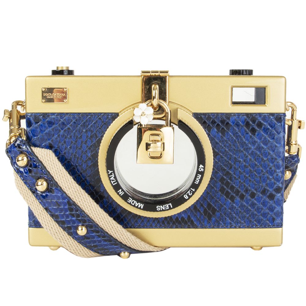 Dolce & Gabbana Blaue Leder Di Pitone Crossbody Tasche