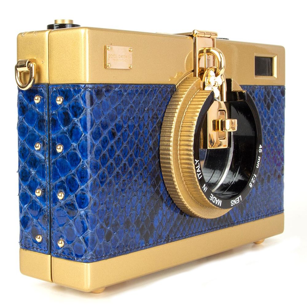 Dolce & Gabbana Blaue Leder Di Pitone Crossbody Tasche