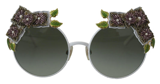 Dolce & Gabbana Elegante goldene Sonnenbrille mit Blumenverzierung