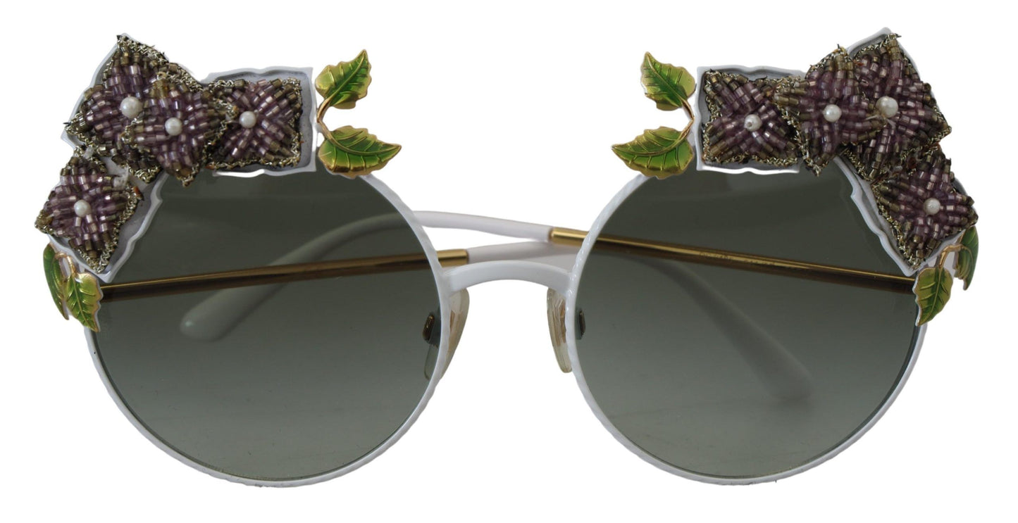 Dolce & Gabbana Elegante goldene Sonnenbrille mit Blumenverzierung