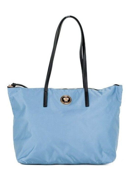 Versace Portuna Medusa Medium Kornblumenblau Nylon Leder Tote Bag Handtasche